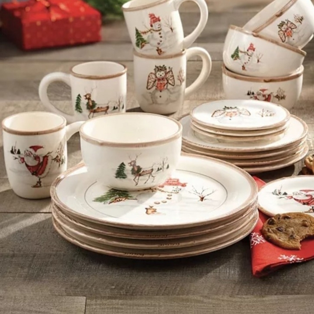 New American Atelier Christmas Twig Holiday Dinnerware 20-piece Set, Services 4